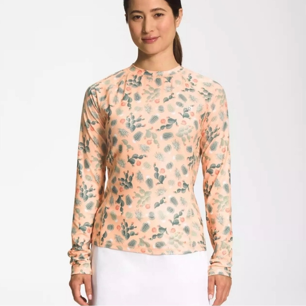 The North Face Peach Swimwear Water Top Long Sleeve Cactus Novelty Print Size M
